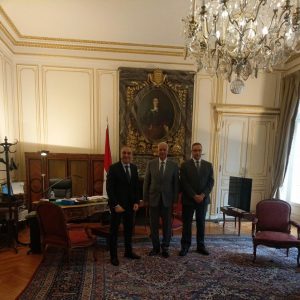 His Excellency Ambassador/ Alaa Youssef, the Ambassador of the Arab Republic of Egypt to France, received Prof. Dr. Essam Elkordi, President of Alamein International University