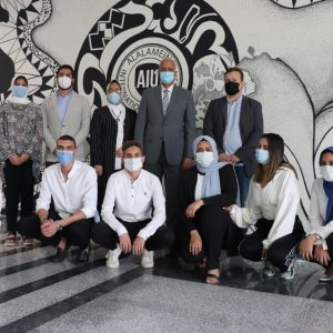 Prof. Dr. Essam ELKORDI, President of Alamein International University, inaugurated the first mural designed by the students