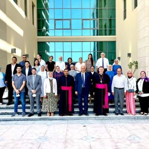 Prof.Dr. Essam Elkordi received his Excellency Bishop Claudio Lurati, Monsignor Antoine Tawfik and their delegation