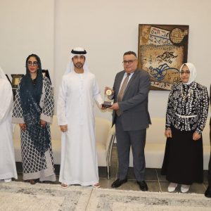 A delegation from the UAE Embassy in Cairo headed by Sheikh Dr. Ammar bin Nasser Al-Mualla visits AIU campus